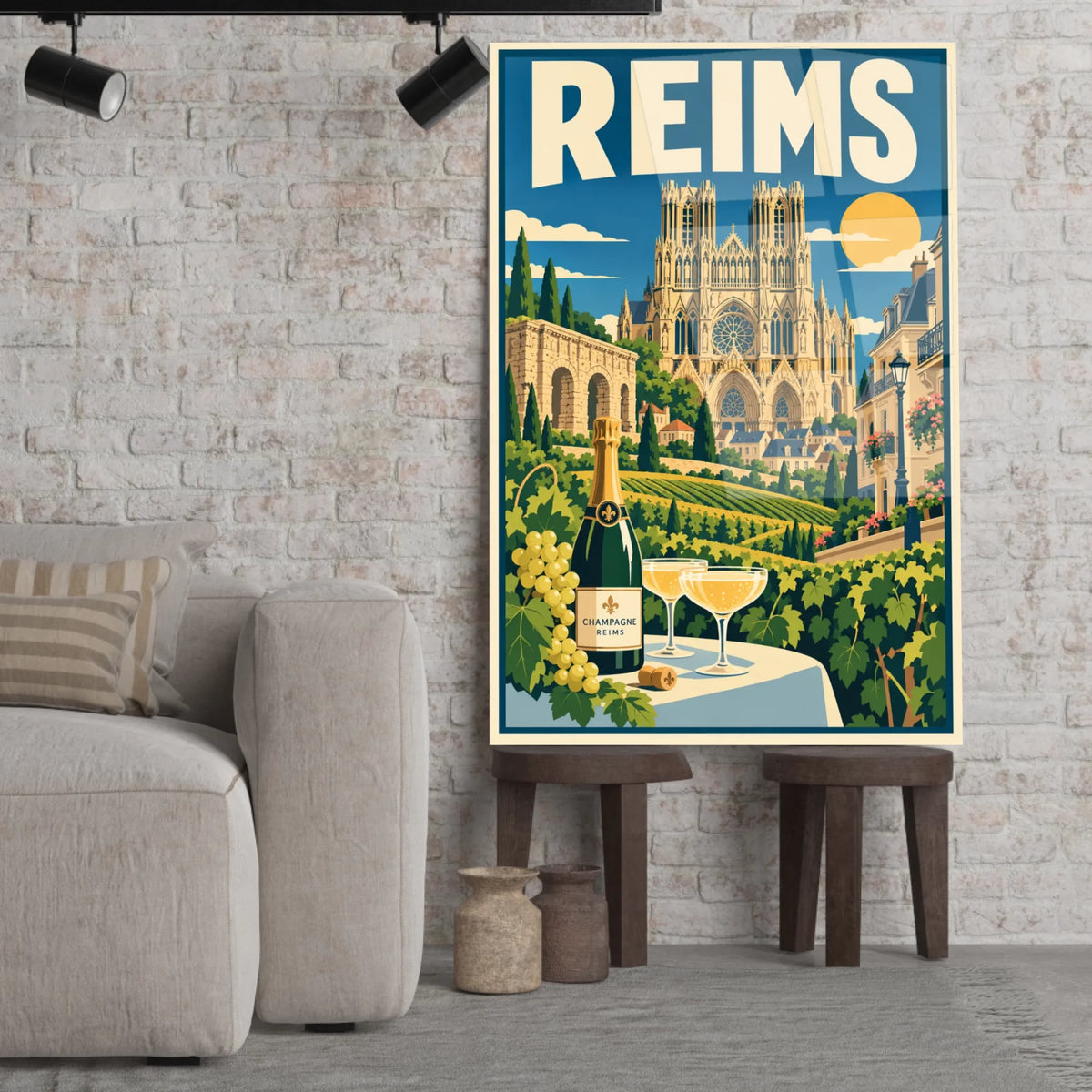 Tableau verre acrylique Reims, gros plan incliné