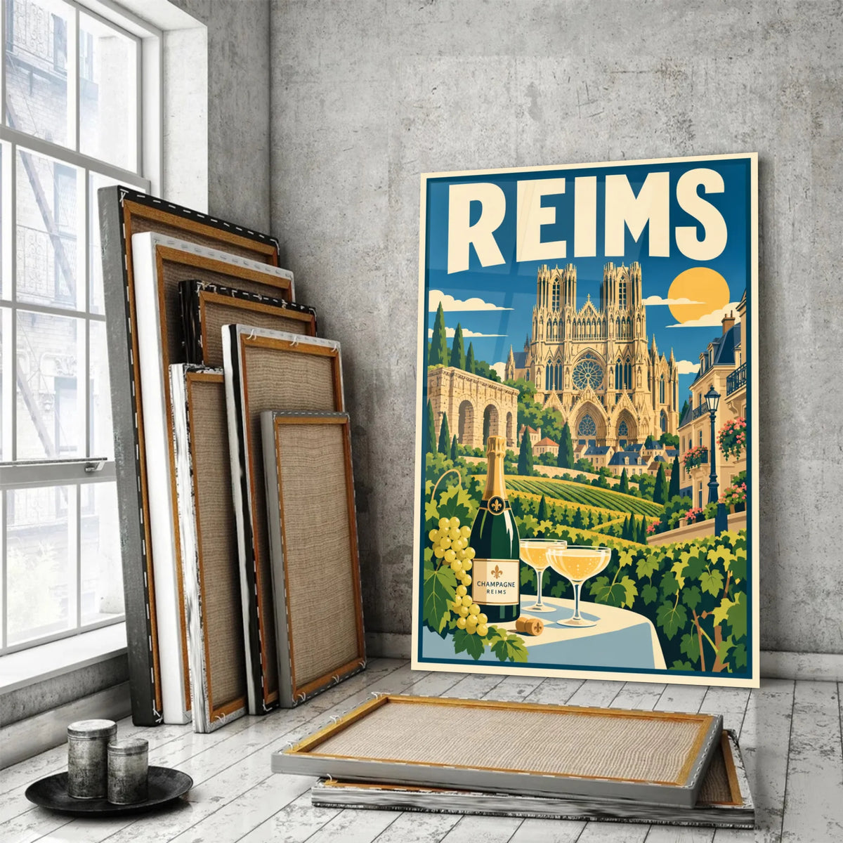 Tableau verre acrylique Reims, incliné, variante