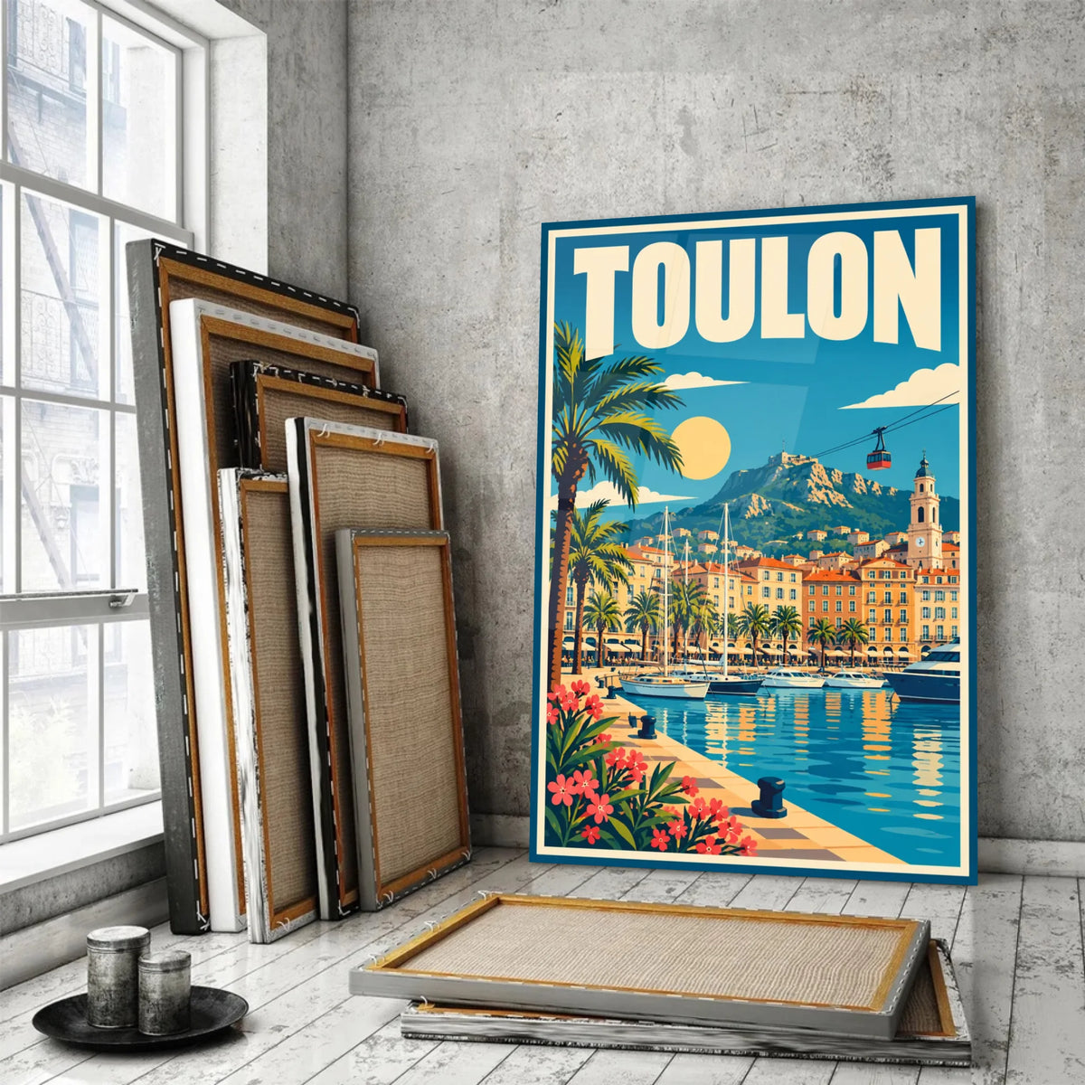 Tableau verre acrylique Toulon, incliné, variante