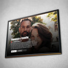 Tableau couple personnalisé affiche netflix romantique dans un cadre noir, incliné
