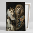 Tableau de Mariage Royal Lion et Lionne sur toile, vue montrant l'épaisseur du châssis