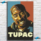 Tableau Décoratif 2Pac All Eyez On Me sur toile, accroché sur un mur de briques blanches