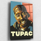 Tableau Décoratif 2Pac All Eyez On Me en verre acrylique, vue inclinée sur fond clair