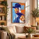 Tableau Décoratif 50Cent en affiche encadrée bois dans un salon