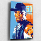 Tableau Décoratif 50Cent en verre acrylique, vue inclinée sur fond clair
