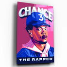Tableau Décoratif Chance The Rapper en verre acrylique, vue inclinée sur fond blanc