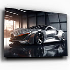 Tableau Décoratif Concept car en verre acrylique, vue inclinée sur fond blanc