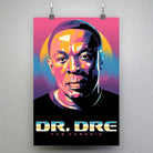 Tableau Décoratif Dr Dre en affiche suspendue par des pinces sur un mur gris