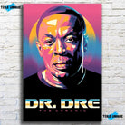 Tableau Décoratif Dr Dre sur toile, accroché sur un mur de briques blanches (vue 2)