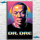 Tableau Décoratif Dr Dre sur toile, accroché sur un mur de briques blanches