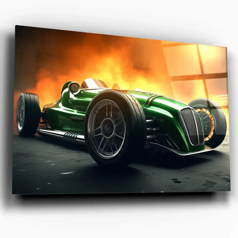 Tableau Décoratif Formula 1 Classic en verre acrylique, vue inclinée sur fond blanc