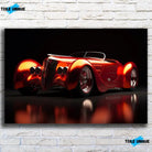 Tableau Décoratif Hot Road Convertible sur toile, vue de face sur un mur de briques blanches