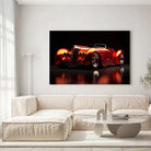 Tableau Décoratif Hot Road Convertible sur toile, accrochée dans un salon lumineux au-dessus d'un canapé beige