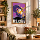 Tableau Décoratif Ice Cube en affiche encadrée bois dans un salon