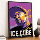 Tableau Décoratif Ice Cube en affiche encadrée noire sur une étagère