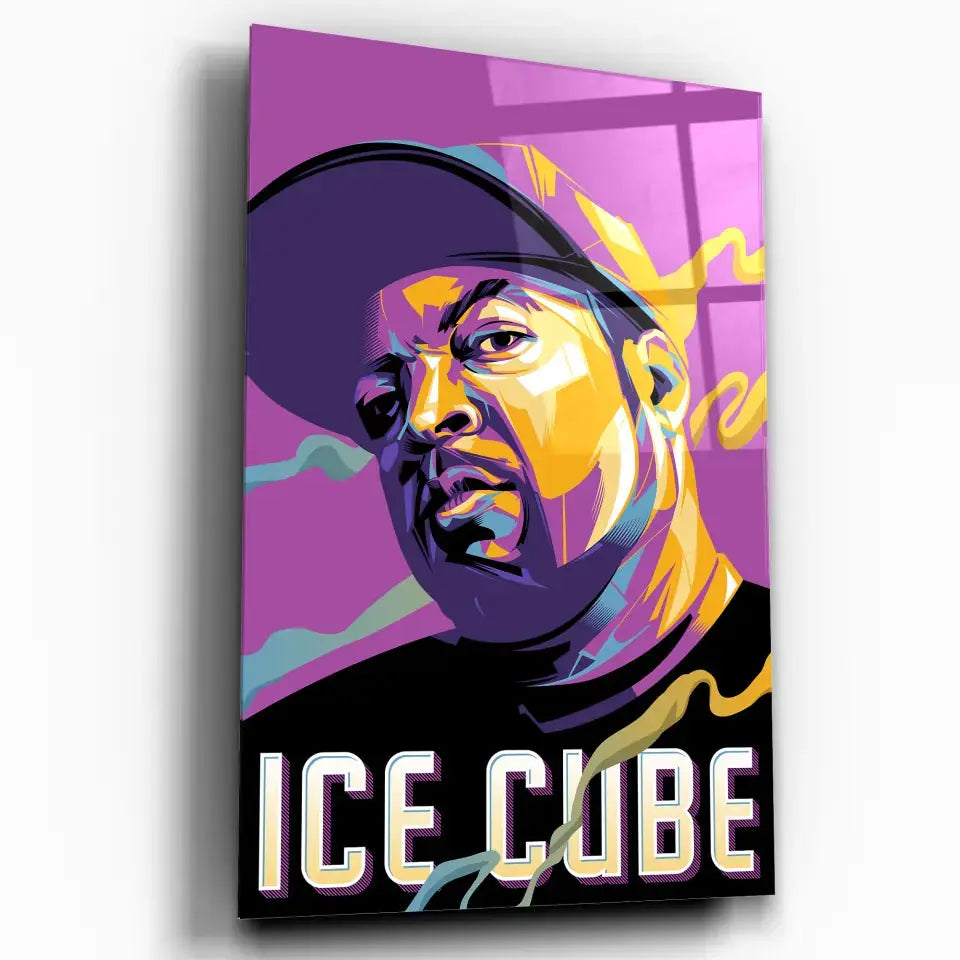 Tableau Décoratif Ice Cube en verre acrylique, vue inclinée sur fond blanc