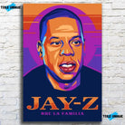 Tableau Décoratif Jay-Z sur toile, accroché sur un mur de briques blanches (vue 2)