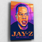 Tableau Décoratif Jay-Z en verre acrylique, vue inclinée sur fond clair