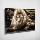 Tableau Décoratif Lion de l'Atlas sur toile, vue inclinée montrant l'épaisseur du châssis