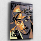 Tableau Décoratif Tupac Shakur 2Pac en verre acrylique, vue inclinée sur fond clair