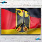 Tableau Drapeau Allemagne sur toile, vue de face sur un mur de briques blanches