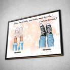Tableau famille personnalisé chaussures dans un cadre noir, incliné