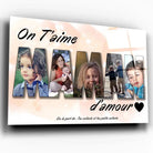 Tableau famille personnalisé lettres MAMAN photo, exemple de variante, gros plan incliné