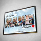 Tableau famille personnalisé lettres MAMIE photo dans un cadre noir, incliné