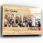 Tableau famille personnalisé lettres MAMIE photo, exemple de variante, gros plan incliné