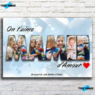 Tableau famille personnalisé lettres MAMIE photo accroché au mur, salon, variante