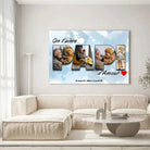 Tableau famille personnalisé lettres PAPI photo accroché au mur, salon canapé blanc
