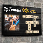 Tableau famille personnalisé Scrabble, gros plan incliné, variante