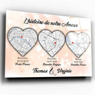 Tableau Lieu de Rencontre personnalisé histoire de notre amour, exemple avec prénoms différents