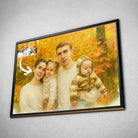 Tableau horizontal personnalisé effet peinture aquarelle encadré, portrait de famille en illustration