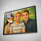Tableau horizontal personnalisé style Disney encadré, portrait de groupe d'amis en illustration