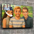 Tableau horizontal personnalisé style Disney sur mur de pierre, portrait de groupe d'amis