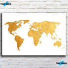 Tableau Décoratif Map Monde Fond Blanc en affiche, vue de face sur un mur de briques blanches
