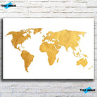 Tableau Décoratif Map Monde Fond Blanc en verre acrylique, vue de face sur un mur de briques blanches