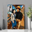 Tableau photo personnalisé style One Piece encadré, portrait de couple près de plantes