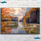 Tableau prénoms personnalisé rivière, vue de face sur mur de briques blanches