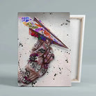Tableau Street Art Avion en Papier sur toile, vue montrant l'épaisseur du châssis