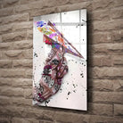 Tableau Street Art Avion en Papier en verre acrylique, fixé sur un mur de pierre