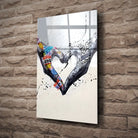 Tableau Street Art Cœur Créatif en verre acrylique, fixé sur un mur de pierre