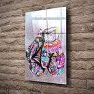 Tableau Street Art Combat Créatif en verre acrylique, fixé sur un mur de pierre