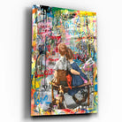 Tableau Street Art Complicité Urbaine en verre acrylique, vue inclinée sur fond blanc