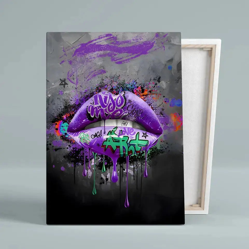 Tableau Street Art Éclat Liquide sur toile, vue montrant l'épaisseur du châssis