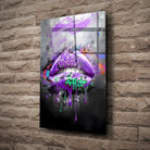 Tableau Street Art Éclat Liquide en verre acrylique, fixé sur un mur de pierre