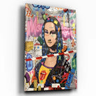 Tableau Street Art Joconde Moderne en verre acrylique, vue inclinée sur fond blanc