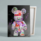 Tableau Street Art Kaws Bearbrick sur toile, vue montrant l'épaisseur du châssis