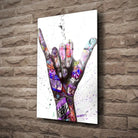 Tableau Street Art Signe Urbain en verre acrylique, fixé sur un mur de pierre